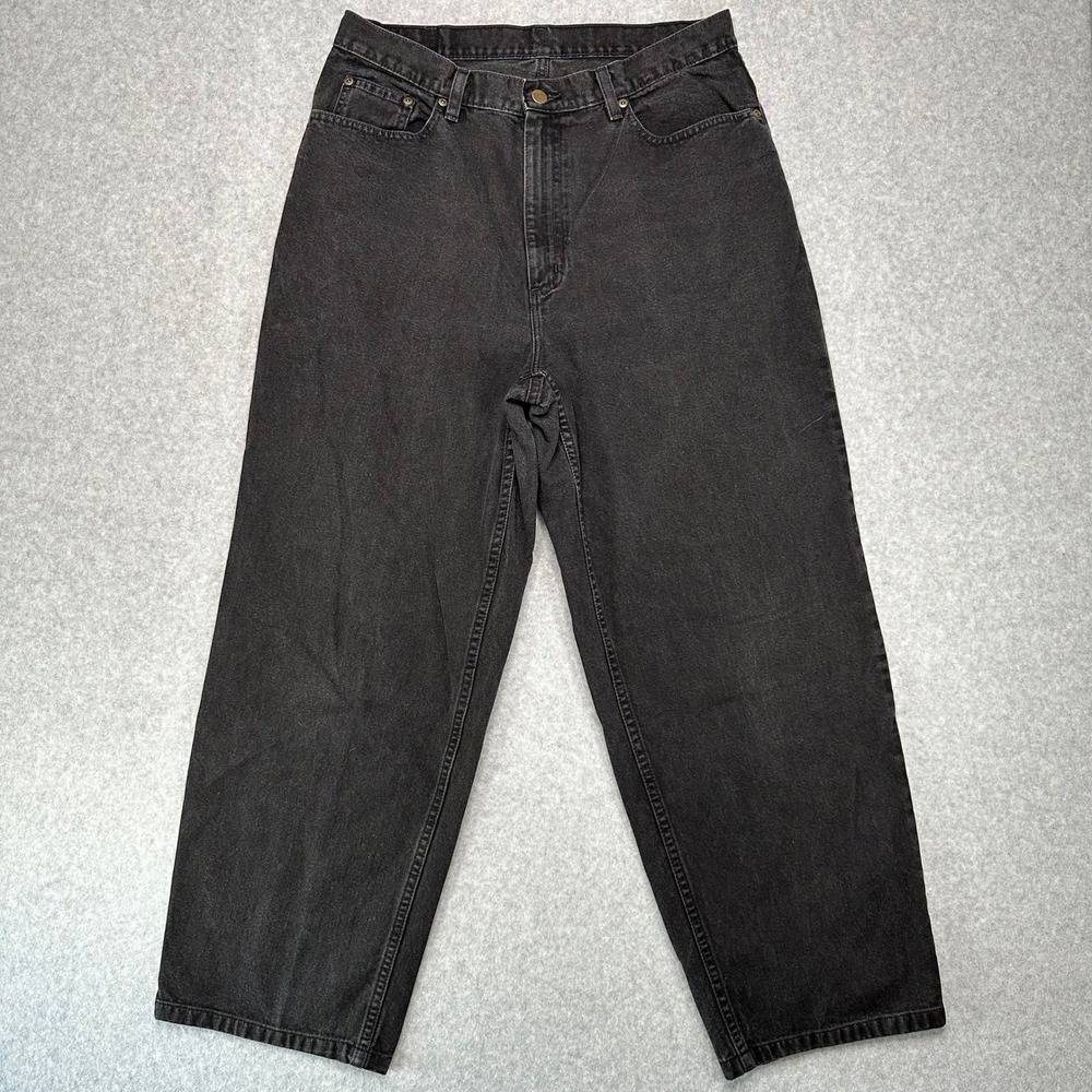 VTG L.L.Bean Womens Black Wash Denim Jeans Size 16R Cotton Relaxed Fit
